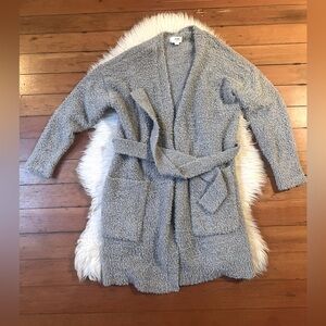 Gray Fuzzy Sherpa Feel Robe Lounge Jacket
